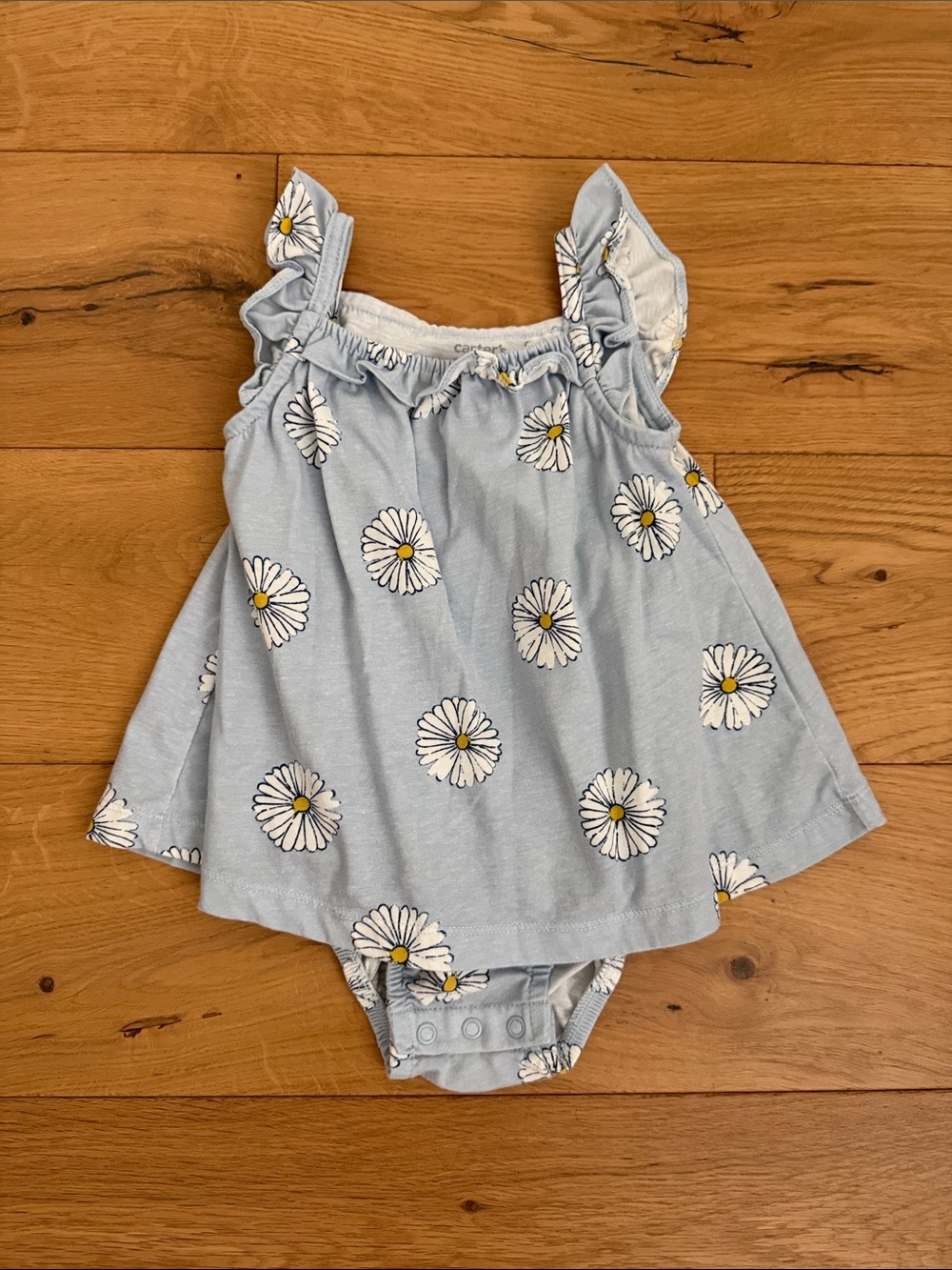 Carter's Light Blue Daisy Print Ruffle Romper